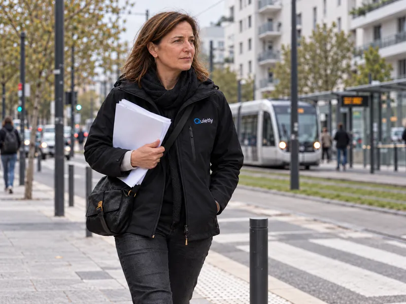 Deux personnes lisent ensemble un rapport sonore Quietly imprimé